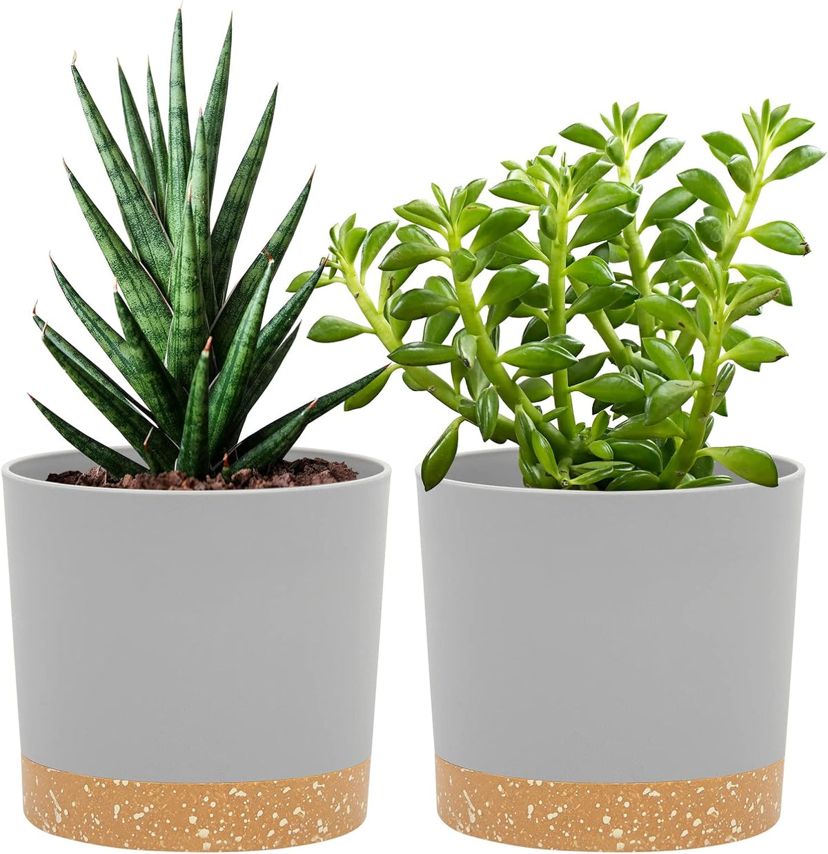 QCQHDU 5 inch Plant Pot, 2 Pack Planters for Indoor Plants with Drainage Holes & Saucer, Outdoor