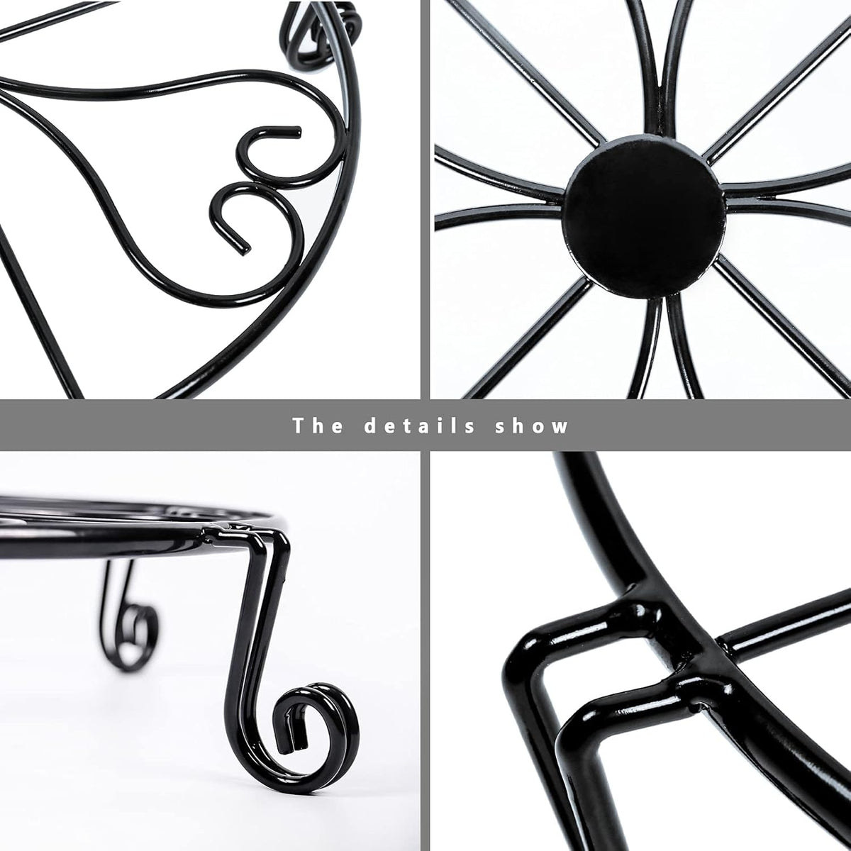 1 pack 10"-12" Metal Plant Stand Outdoor, for Flower Pot Heavy Duty Potted Holder Round Wrought