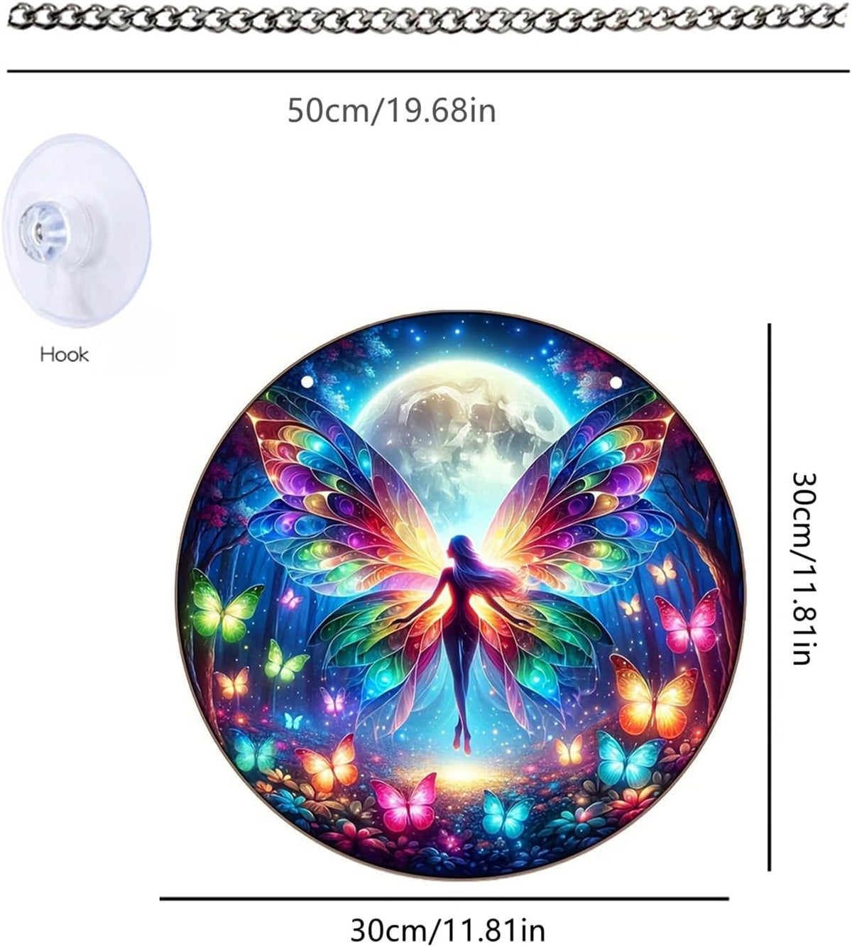 Butterfly Stained Suncatchers for Windows Forest Moon Fairy Hanging Stained Acrylic Panels, Kitchen
