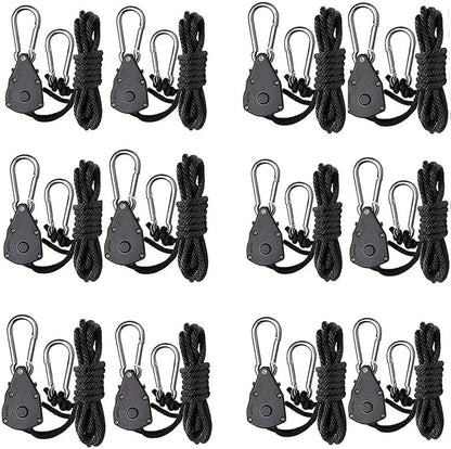 6 Pair of 1/8 inch Adjustable Rope Hanger Heavy Duty for Grow Light Rope Hangers Loose-Proof Design
