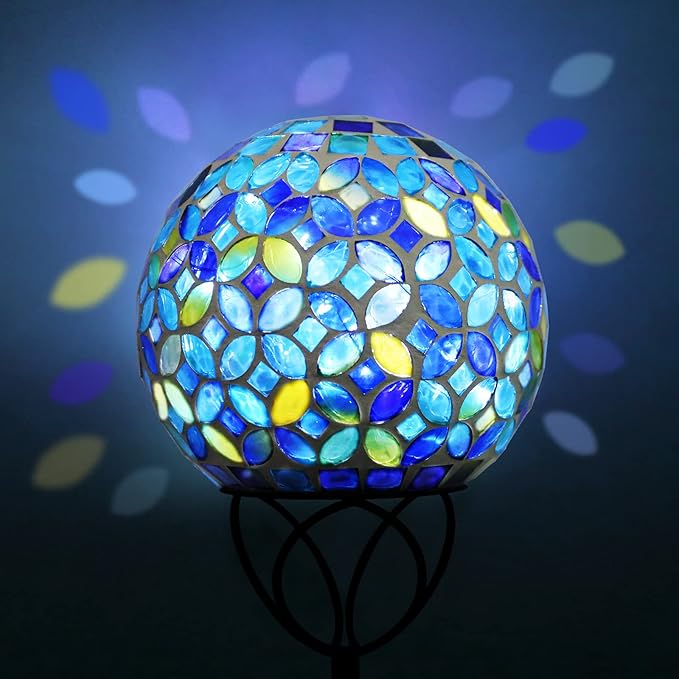 VCUTEKA Solar Outdoor Lights Garden Decor Mosaic Solar Garden Lights Waterproof Glass Ball LED