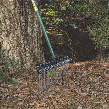 THE GROUNDSKEEPER II Rake 55-inch Lightweight Fiberglass Handle, 21-inch Head, Durable Steel Tines