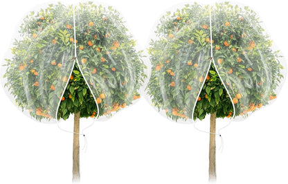 TWOWYHI 2Pack Garden Netting 8.2X8.2 Feet Large Fruit Tree Netting with Zipper and Drawstring