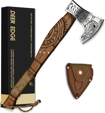 Viking Axe Forged High Carbon Steel Viking Axe | Balanced Ax | Odin Norse Bearded Axe | Camping