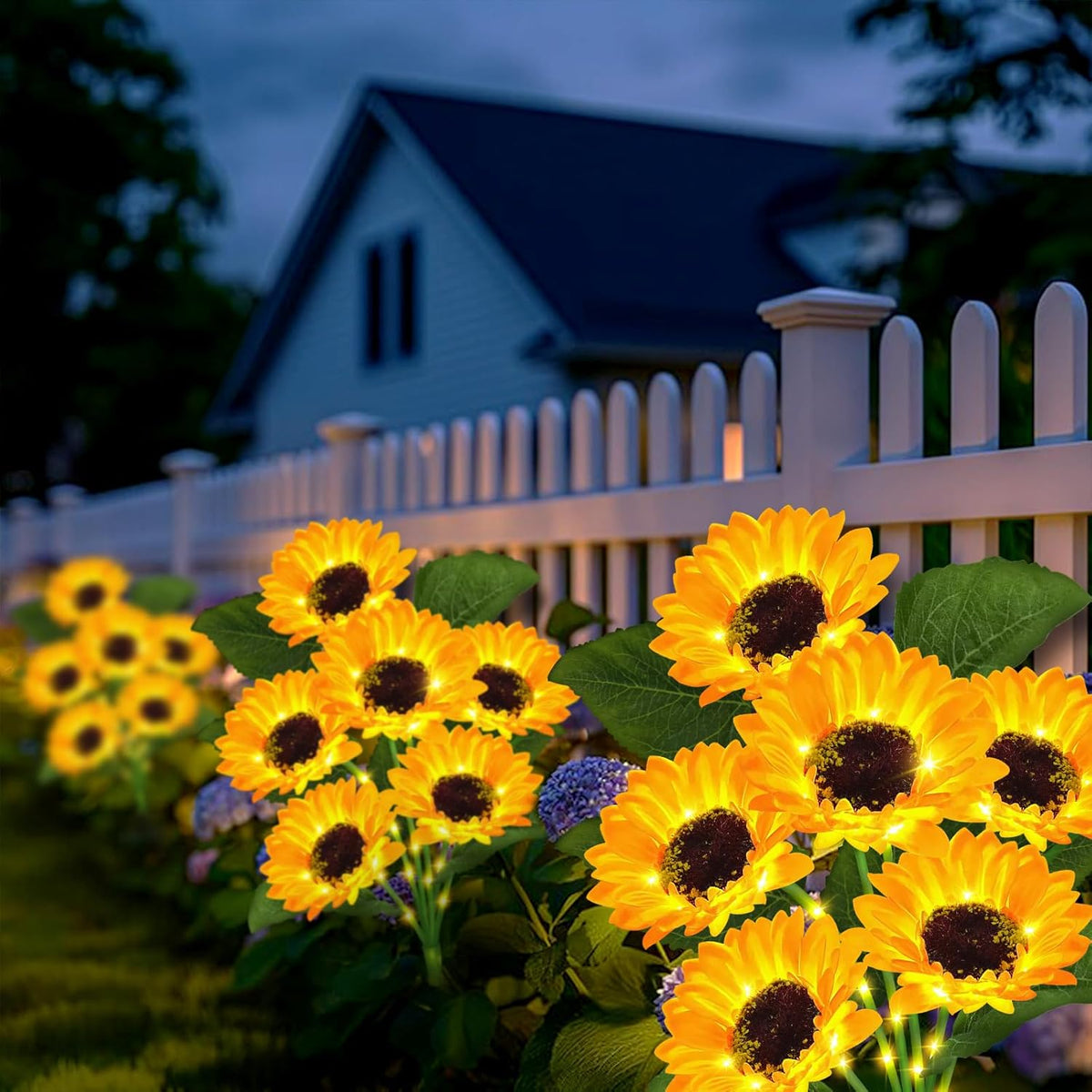 Solar Garden Lights Outdoor, 2 Pack Sunflower Lights with 12 Sunflower, Waterproof 60 Led Garden