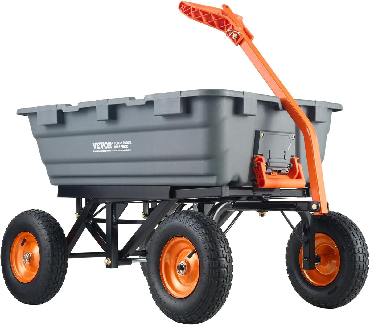 VEVOR 1500lbs Poly Garden Dump Cart Wheelbarrow Wagon with 2 in 1 Convertible Handle, Heavy Duty