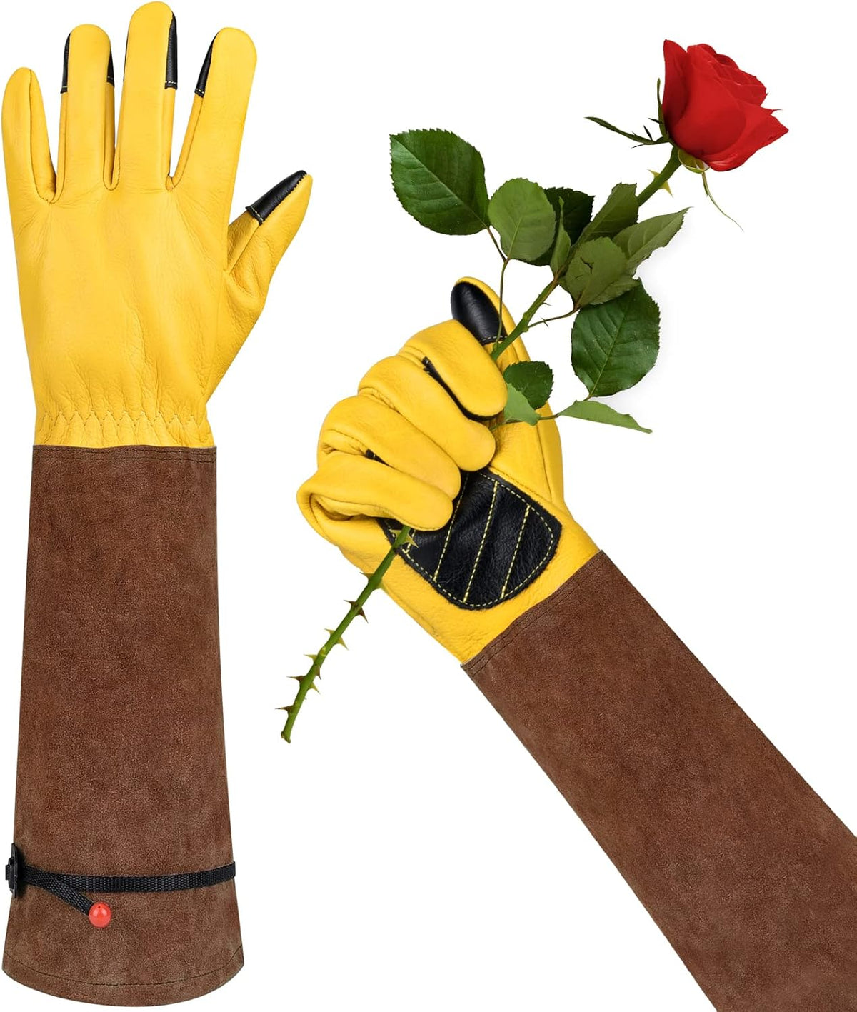 Long Gardening Gloves for Women Thorn Proof,Rose Pruning Cowhide Leather Garden Gloves for Cactus