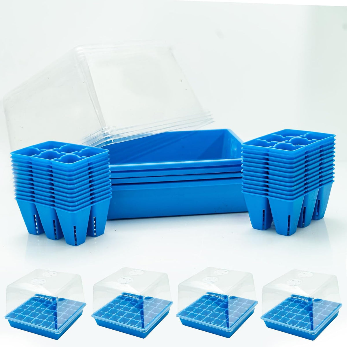 Bootstrap Farmer Countertop Seed Starter Kit in Blue, Reusable 1010 Tray Bundle with Inserts and