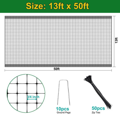 KLEWEE Bird Netting, 13 x 50 FT Heavy Duty Garden Netting for Protect Fruit Trees, Plants and