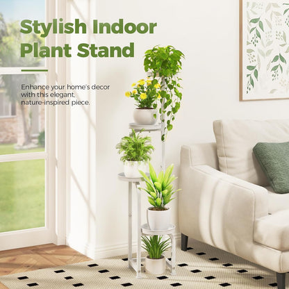Bamworld Corner Plant Stand Indoor Outdoor, Tall Metal Flower Pot Stands for Multiple Plants, 4