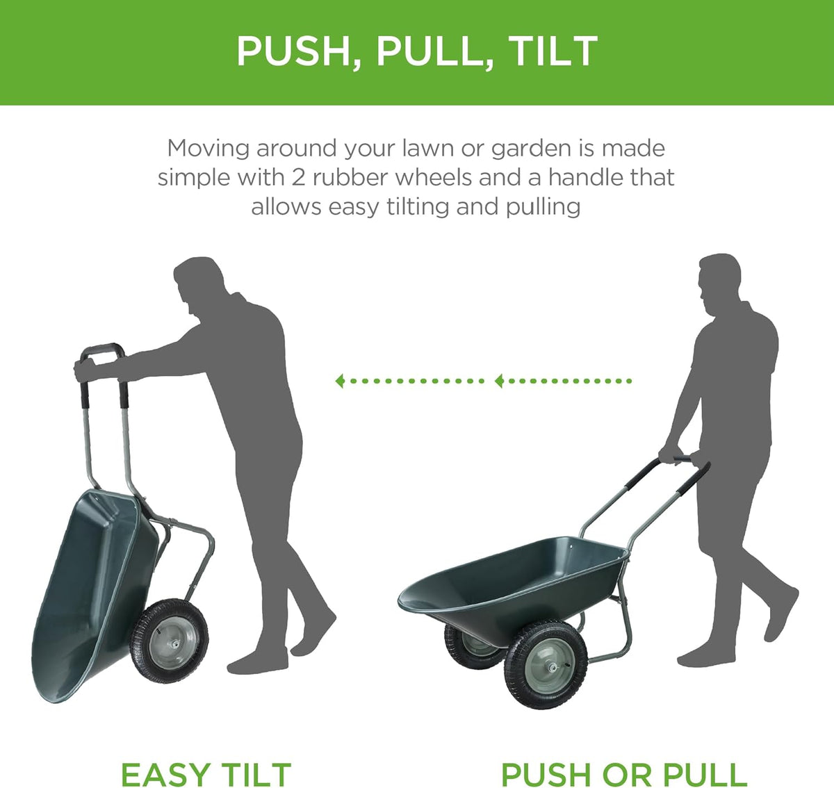 Best Choice Products Dual-Wheel Home Utility Yard Wheelbarrow Garden Cart w/Built-in Stand for
