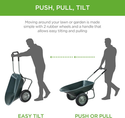 Best Choice Products Dual-Wheel Home Utility Yard Wheelbarrow Garden Cart w/Built-in Stand for