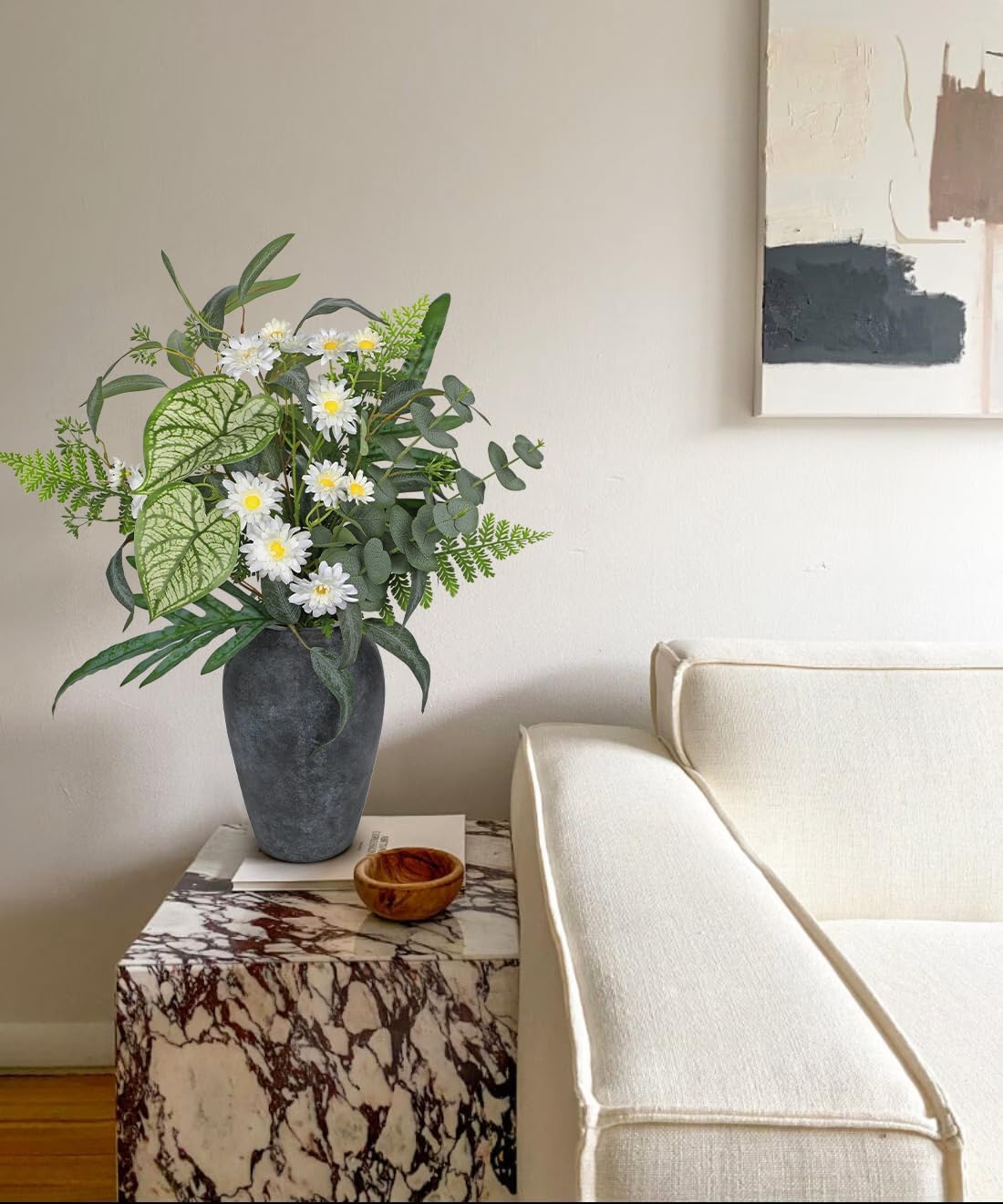 Artificial Greenery Stems Box Set, 5 Kinds Mixed Eucalyptus Leaves Silver Dollar Fern Monstera Leaf