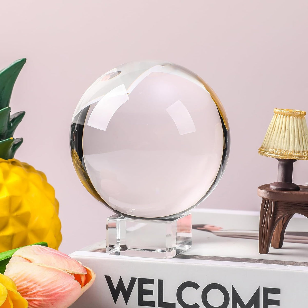 Small Clear Crystal Ball 60mm/2.3 inch for Fortune Teller Accessories,Halloween Decor,Magic,Feng