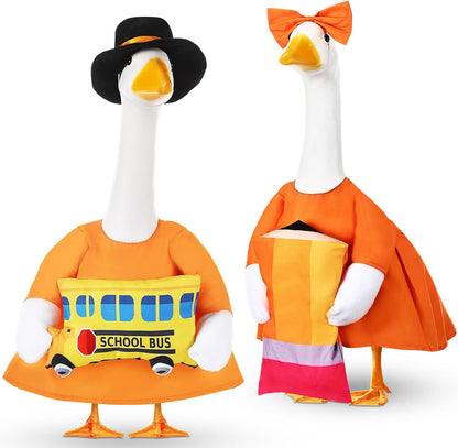 2 Set Halloween Porch Goose Outfit Set for 23'' Plastic Garden Statue Lawn Porch Goose Clothes