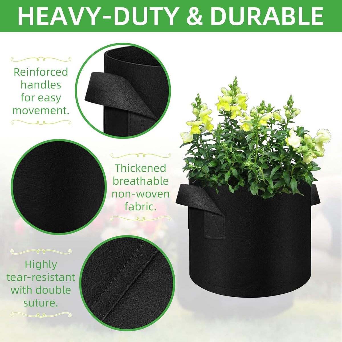 LITLANDSTAR 30 Pack 7 Gallon Plant Grow Bags, Breathable Felt Non-Woven Aeration Fabric Plant Grow