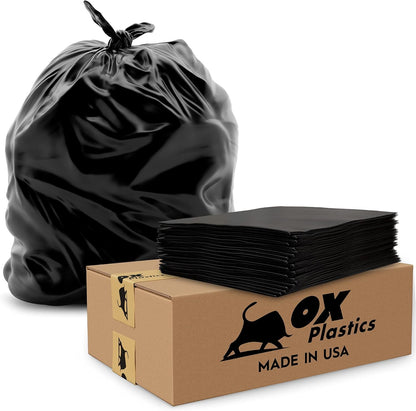 55 Gallon Trash Bags Heavy Duty – Large Black Contractor Bags 36x52" – Industrial, Yard Waste, Lawn