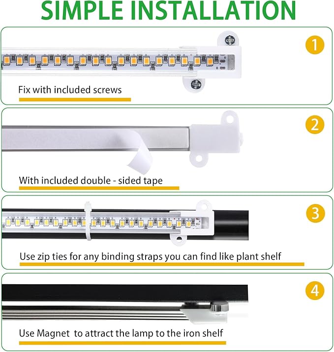 LED Grow Light Strips, 13 Inches Grow Lights for Indoor Plants Full Spectrum 3500K, 96 LEDs Plant