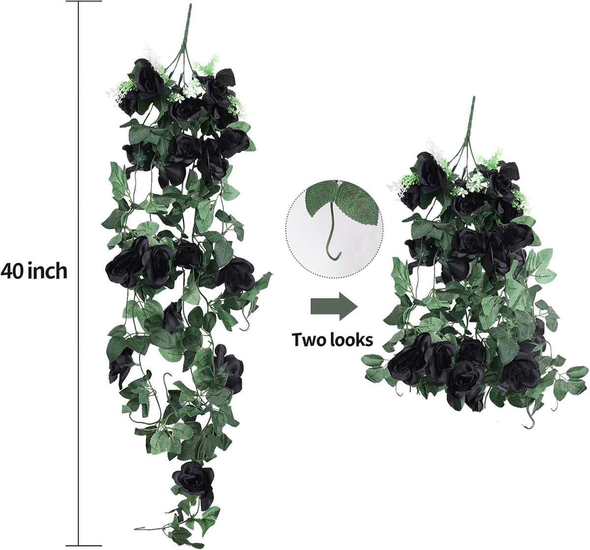 RECUTMS Artificial Rose Vine Hanging Plants 4Pieces 3.3Ft Flowers for Home Room Garden Wedding