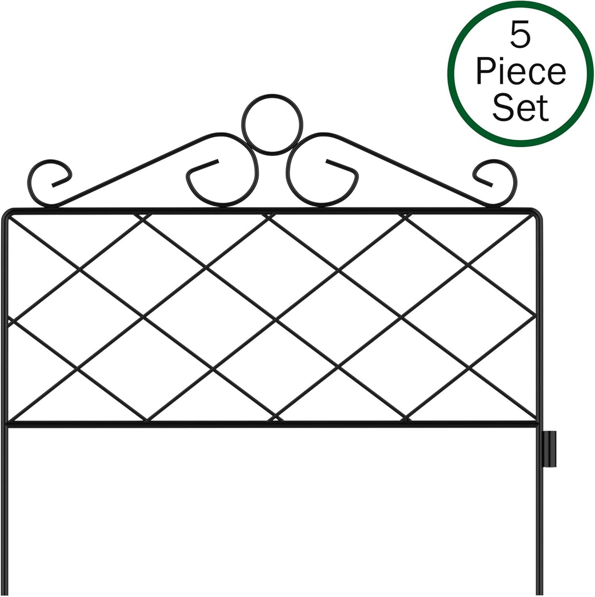 Metal Garden Fencing- Set of 5 Panels for Decorative Edging Flower Beds & Landscaping