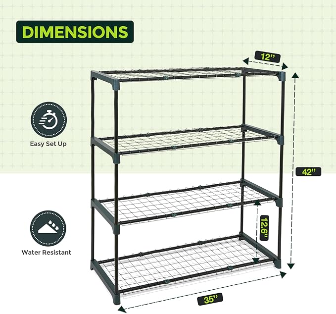 EAGLE PEAK Greenhouse Shelving Staging Double 4 Tier, Outdoor/Indoor Plant Shelves, 35"x12"x42"