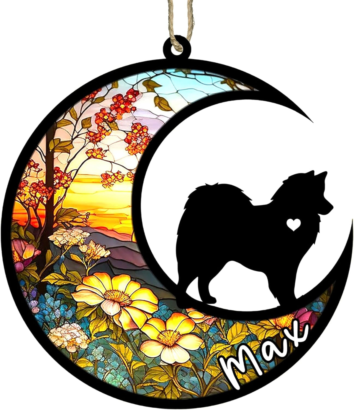 Personalized Dog Memorial, Custom Name American Eskimo Dog Christmas Ornament with Name, Custom