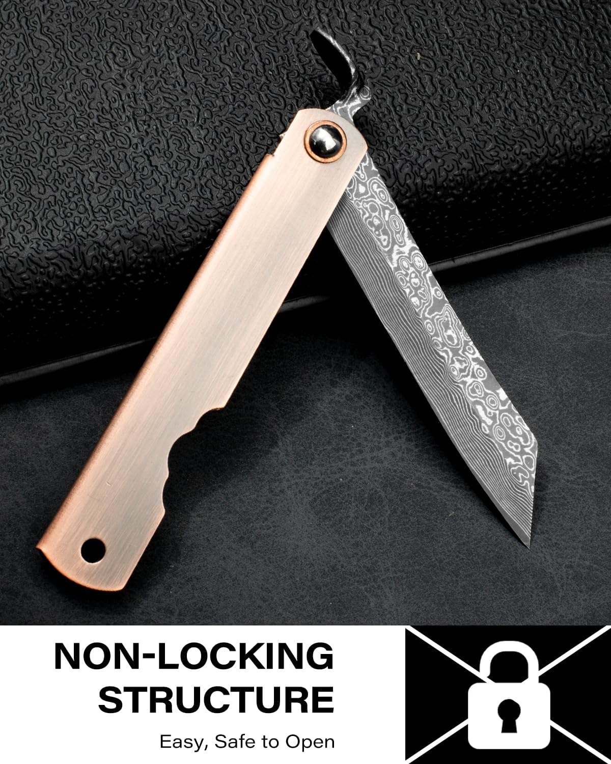 EDC Folding Knife, 2.8" Full Panel Plain Edge Blade, Non-Locking Pocket Knife Features Cloud