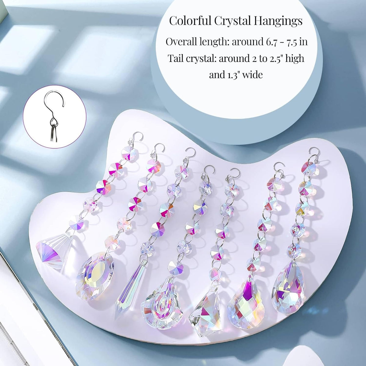 Sun Catchers with Crystals, 7 Pcs Hanging Crystals Suncatchers for Windows, Colored Suncatchers