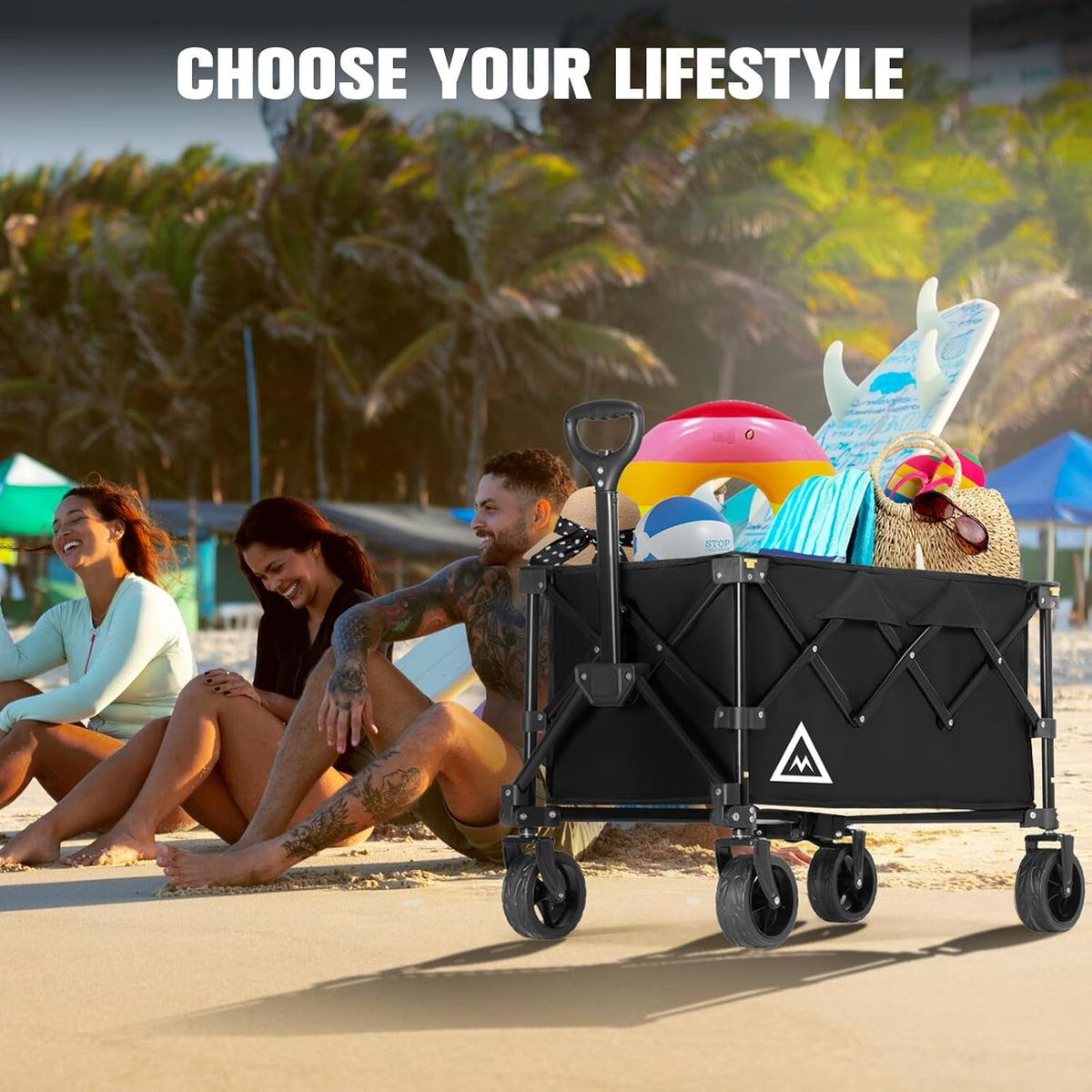 Wagon Cart Shopping Foldable Folding Collapsible with Wheels Big On Beach Garden Outdoor Grocery
