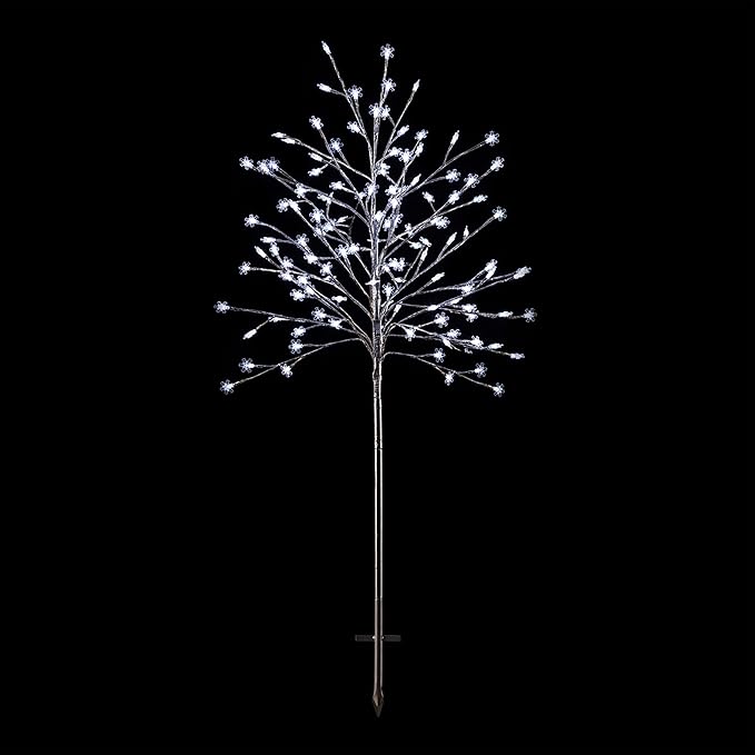 Alpine Corporation 58"H Indoor/Outdoor Frosty Christmas Snowflake Tree with LED Lights , Christmas