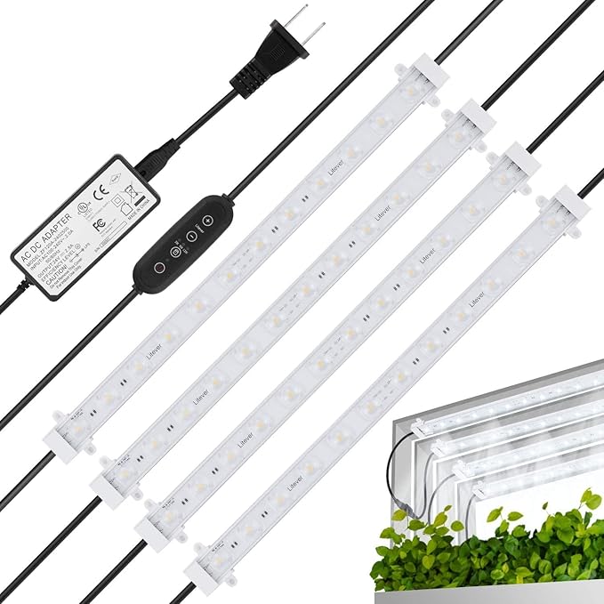 Litever Grow LED Light Strip Kits for Plants, 45W, Full Spectrum White Grow Lights, Easy