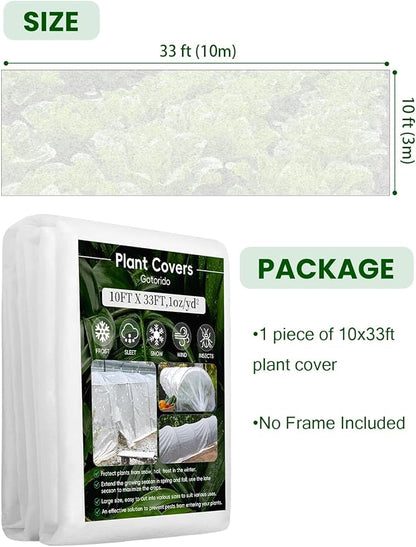 Plant Covers Freeze Protection, 10 ft x 33 ft 1.0 oz/yd² Reusable Frost Protection Floating Row