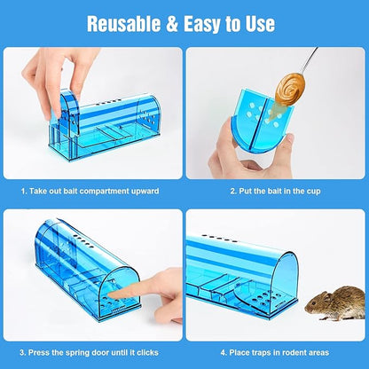 6 Pack Humane Mouse Traps No Kill, Catch and Release Live Mouse Trap Indoor for Home, Reusable Mice