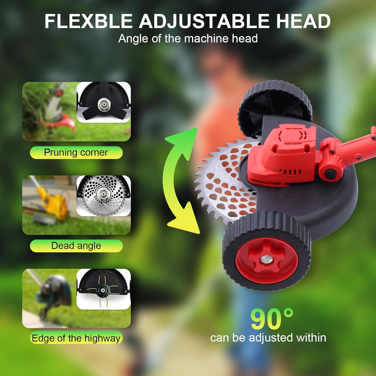 Electric Weed Wacker Cordless Weed Eater Battery Powered, 21V Stringless Grass Trimmer/Edger/Brush