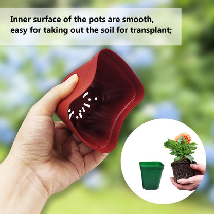 Square Plastic Nursery Pot 3" 120 Pcs Deep Succulent Pots Small Flower Planter Seeds Starter Pots