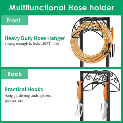 TomCare Garden Hose Holder, Heavy Duty Stand for 160FT Hose with 4 Spikes