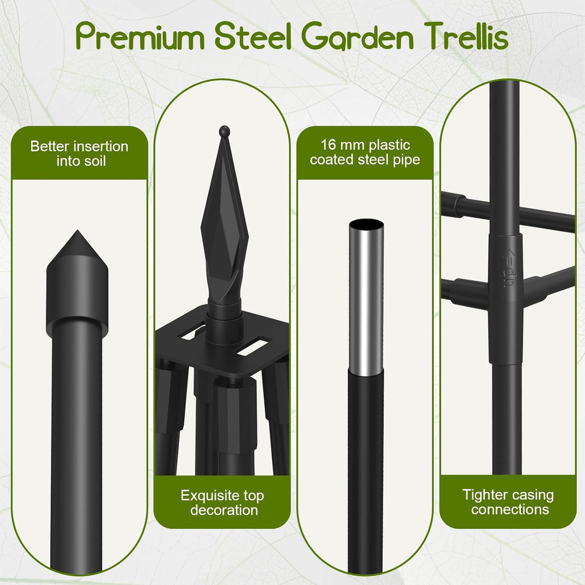 Obelisk Trellis for Climbing Plants Outdoor,5.2 Ft Garden Trellis for Potted Plants, Metal Trellis