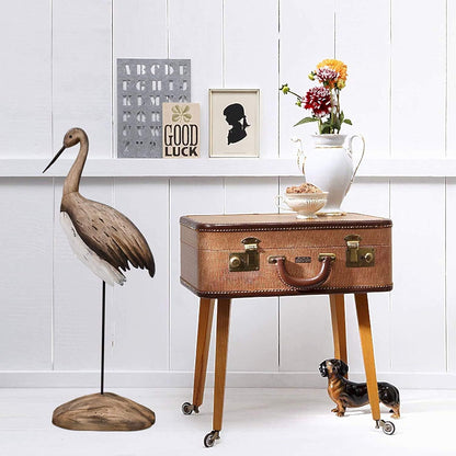 Morning View Wooden Crane Decor Wood Sea Birds Statue Bird Figurines Seabird Statue Standing Cranes