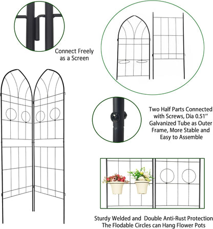 4 Pack Metal Garden Trellis 78.7" H Garden Fence Rustproof Trellis for Climbing Plants Support