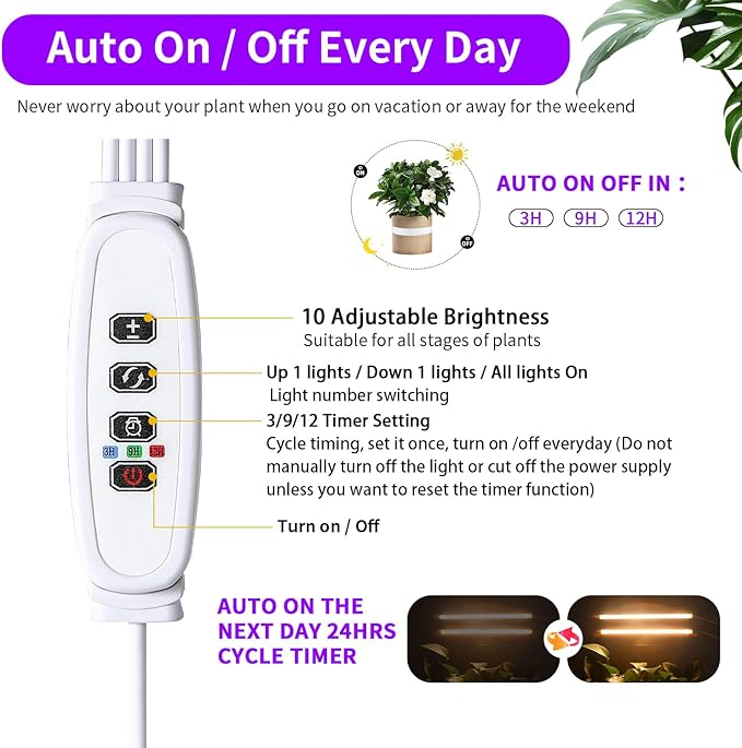 LED Grow Light Strips, Full Spectrum 3500K Plant Growing Lights for Indoor Plants, Plant Lamp for