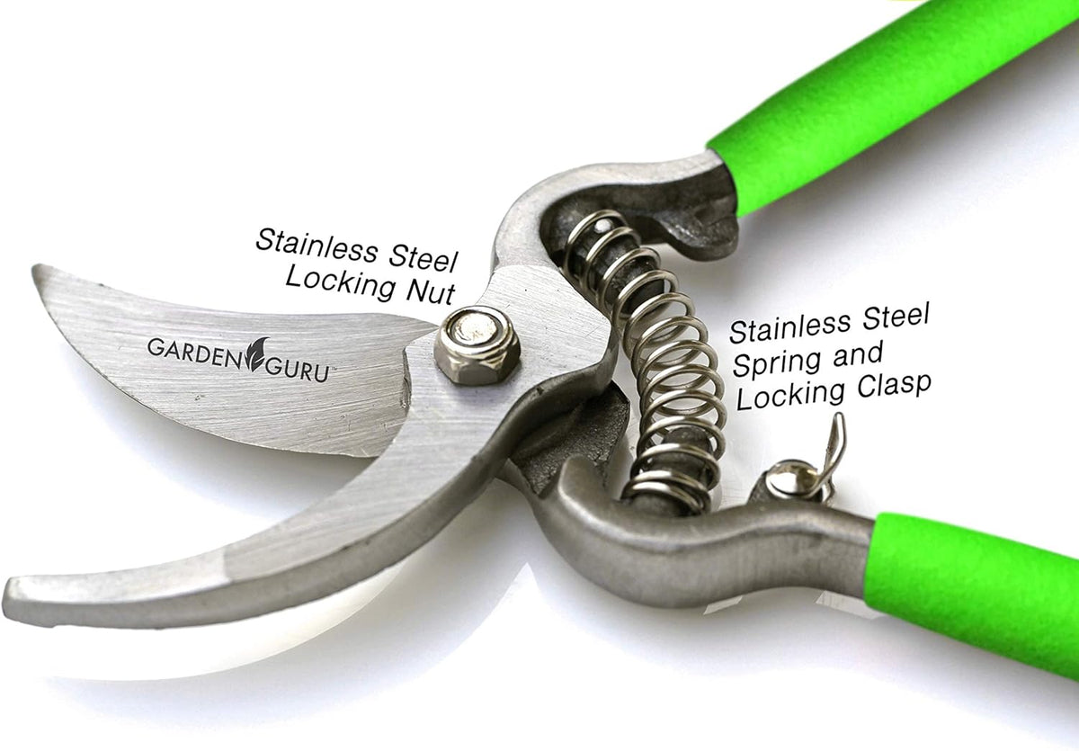 Garden Guru Classic Bypass Pruning Shears Clippers – Heavy Duty Forged Steel Pruners – Non Slip