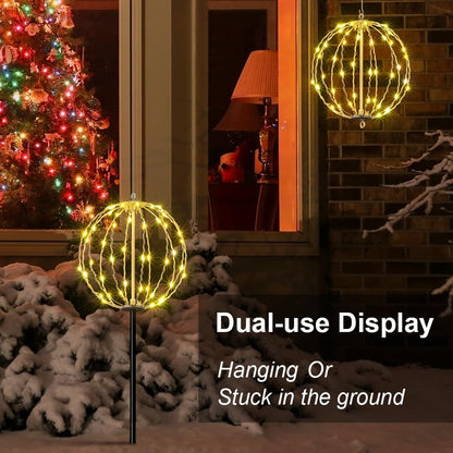 LIGHTSHARE 10IN 48LED Light Ball Yard Decoration Pathway Lights Sphere Light with Fold Flat Metal