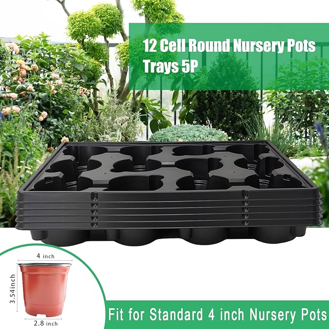 12 Cell Round Nursery Trays Thickened Durable Seedling Pots Shuttle Carrying Trays for Holding 4
