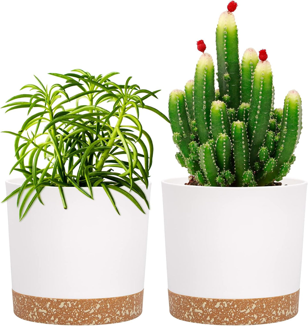 QCQHDU 5 inch Plant Pot, 2 Pack Planters for Indoor Plants with Drainage Holes & Saucer, Outdoor