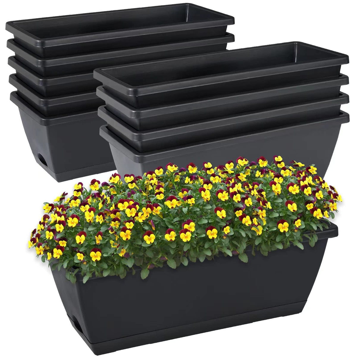 CHUKEMAOYI Window Box Planter, 10 Pack Plastic Vegetable Flower Planters Boxes 17 Inches