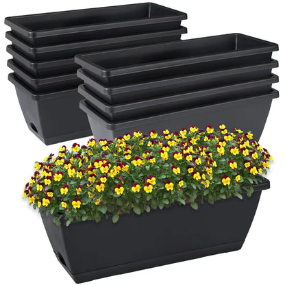 CHUKEMAOYI Window Box Planter, 10 Pack Plastic Vegetable Flower Planters Boxes 17 Inches