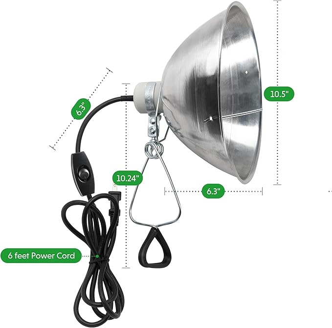 Simple Deluxe Clamp Lamp Light 10.5 Inch Adjustable Aluminum Reflector, Suit for E26 Socket Max 250