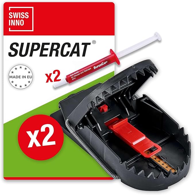 SWISSINNO Rat Trap PRO SuperCat - Reusable, Reliable and Effective - Powerful snap Trap for Rat