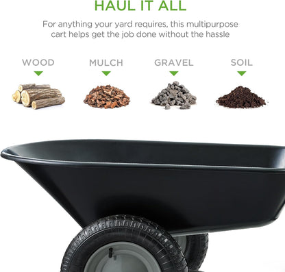 Best Choice Products Dual-Wheel Home Utility Yard Wheelbarrow Garden Cart w/Built-in Stand for