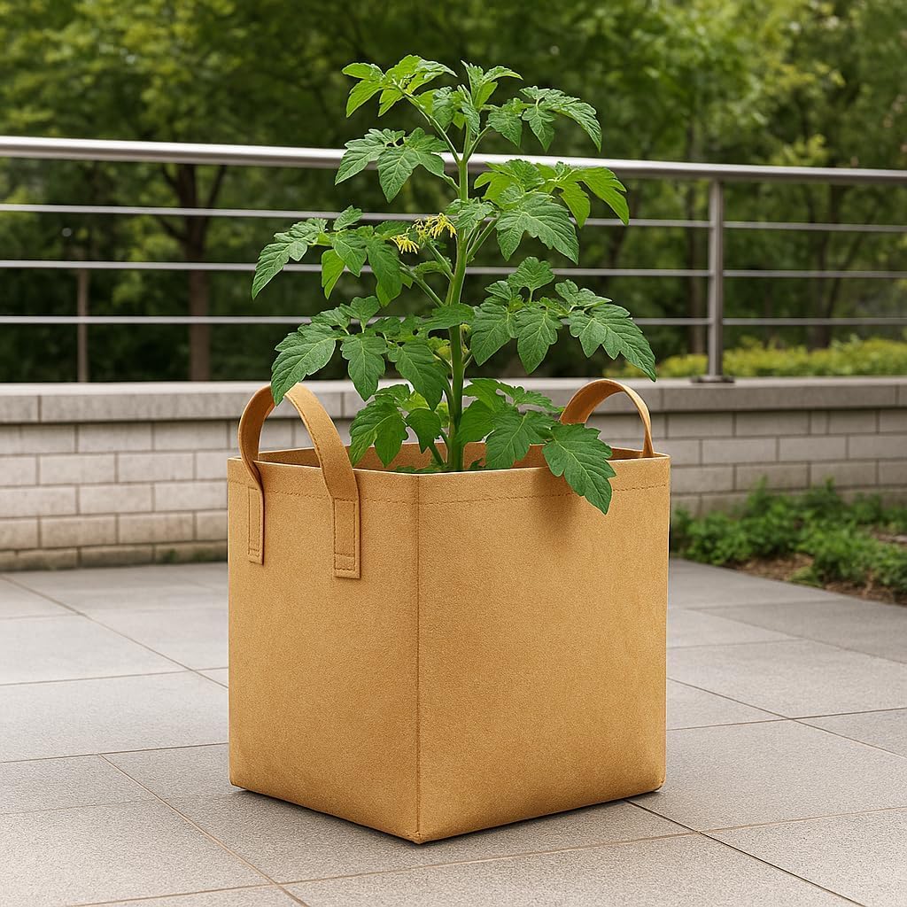 Square Geo Fabric Grow Bag 400 GSM Durable Breathable UV Resistant Reusable Plant Container for